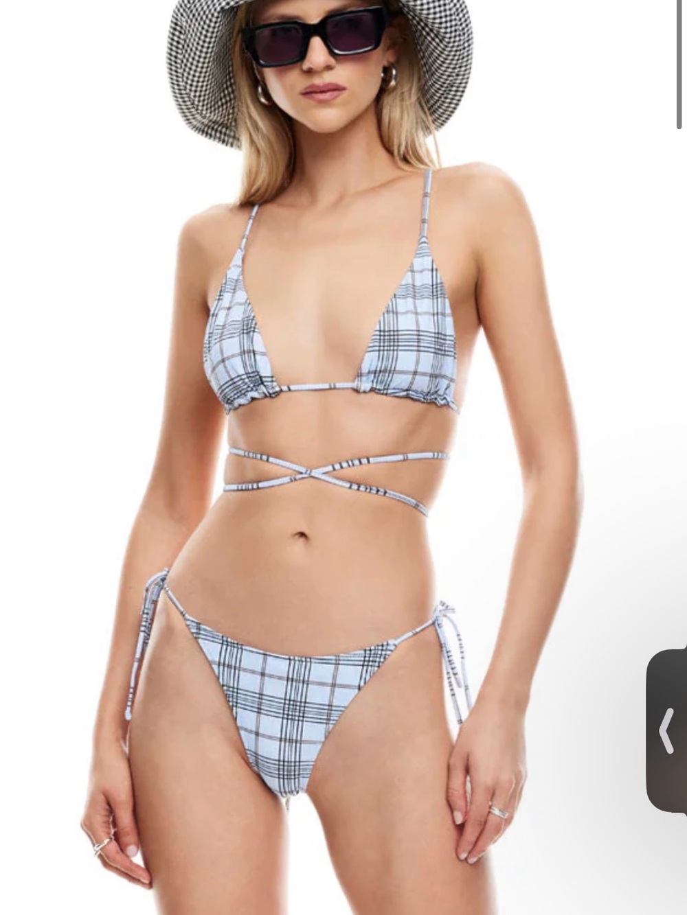 Lioness - Plaid String Tie Bikini Set in Light Blue